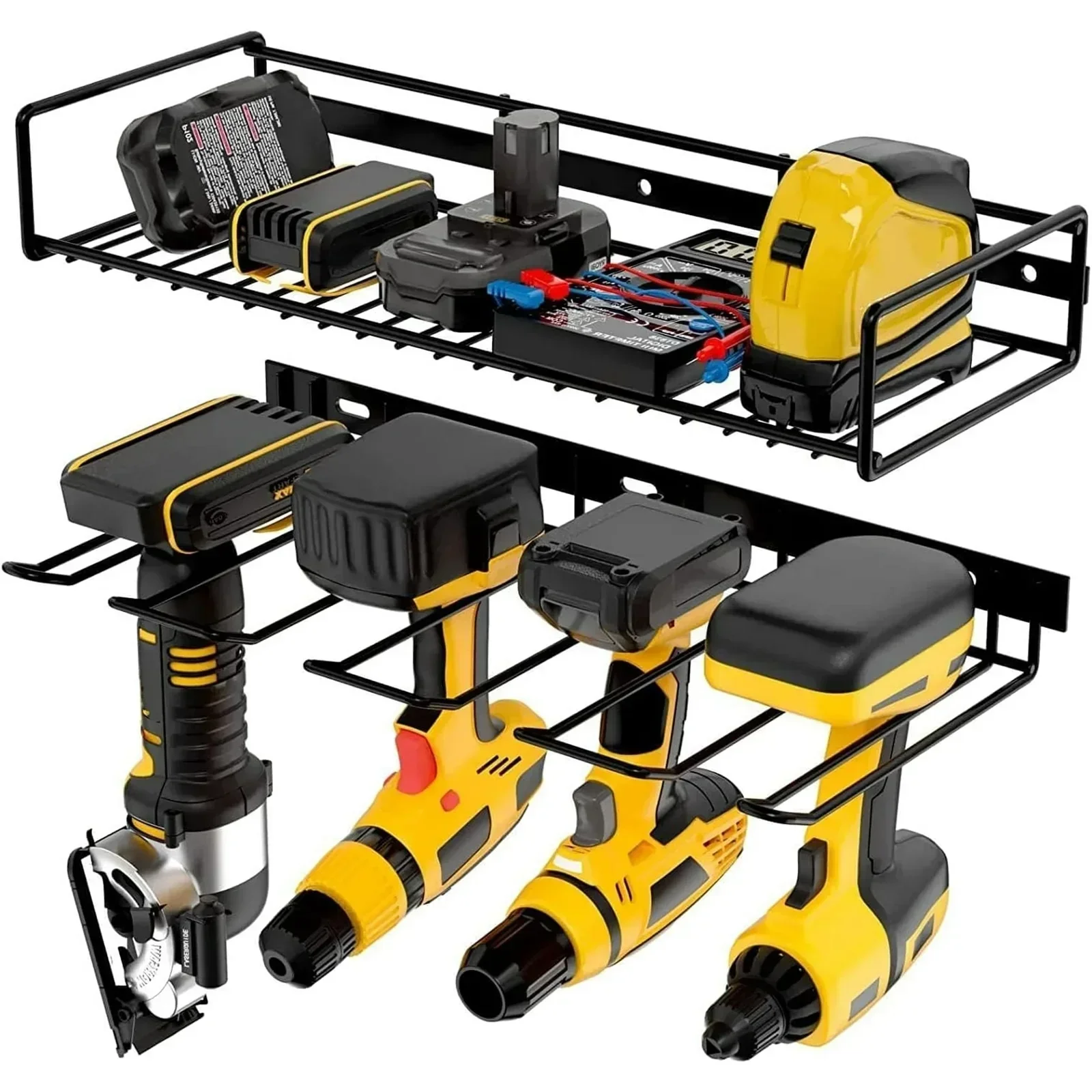 Power Tool Organizer, 2 Layers Storage Rack, 4 Drill Holders, Garage Storage Shelving Wall Mounted
Power Tool Organizer, 2 Layers Storage Rack, 4 Drill Holders, Garage Storage Shelving Wall Mounted
