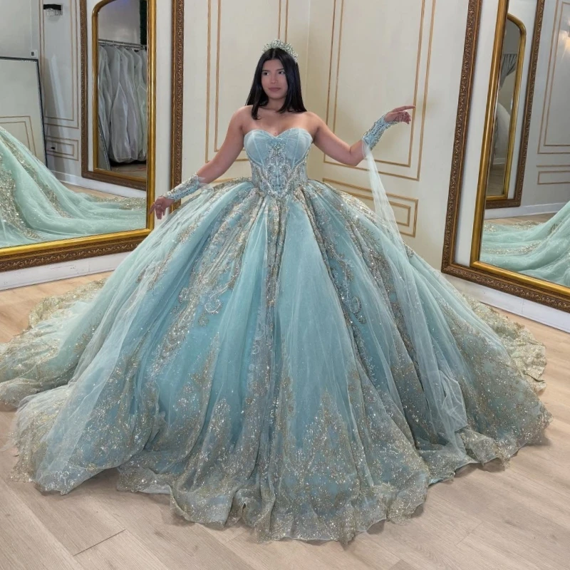 Голубое блестящее платье Quinceanera с открытыми плечами и аппликацией, кружевное платье с бисером и кристаллами с бантом, тюлевое платье для вечеринки, дня рождения, сладкое платье 16, Vestid
Голубое блестящее платье Quinceanera с открытыми плечами и аппликацией, кружевное платье с бисером и кристаллами с бантом, тюлевое платье для вечеринки, дня рождения, сладкое платье 16, Vestid