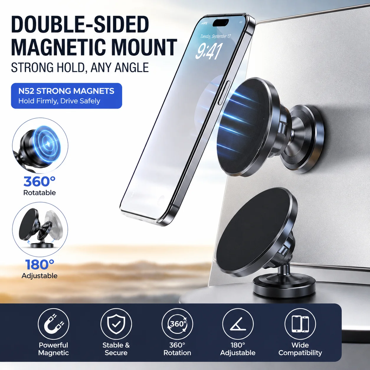 Magnetic Phone Mount - Mobile Magsafe Gym stand - A Phone Holder for Videos - Double Sided MagnetFits Any Phone
Magnetic Phone Mount - Mobile Magsafe Gym stand - A Phone Holder for Videos - Double Sided MagnetFits Any Phone