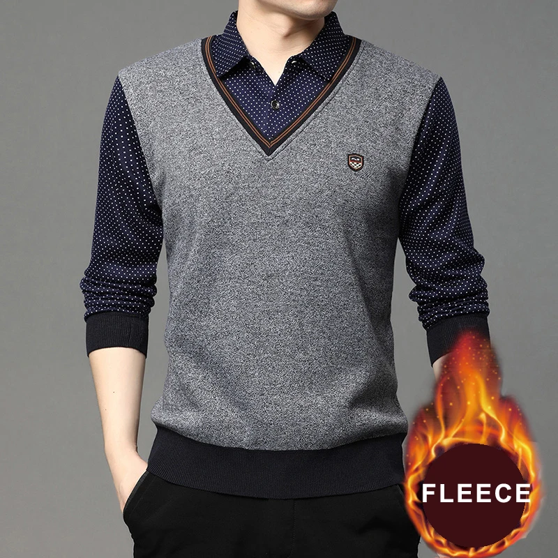 Winter Fall Mens Fleece Polo Sweater Casual Knit Pullovers Men's Long Sleeve Shirts Vintage Knitted Sweaters for Husband Father
Winter Fall Mens Fleece Polo Sweater Casual Knit Pullovers Men's Long Sleeve Shirts Vintage Knitted Sweaters for Husband Father