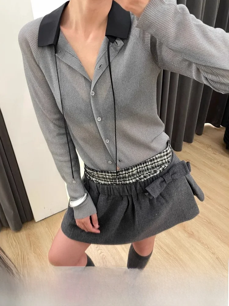 Floral One Shanghai 24ss Autumn Winter Versatile Cold Window Color Block Collar See through Open Cardigan Top March Sweet Style
Floral One Shanghai 24ss Autumn Winter Versatile Cold Window Color Block Collar See through Open Cardigan Top March Sweet Style