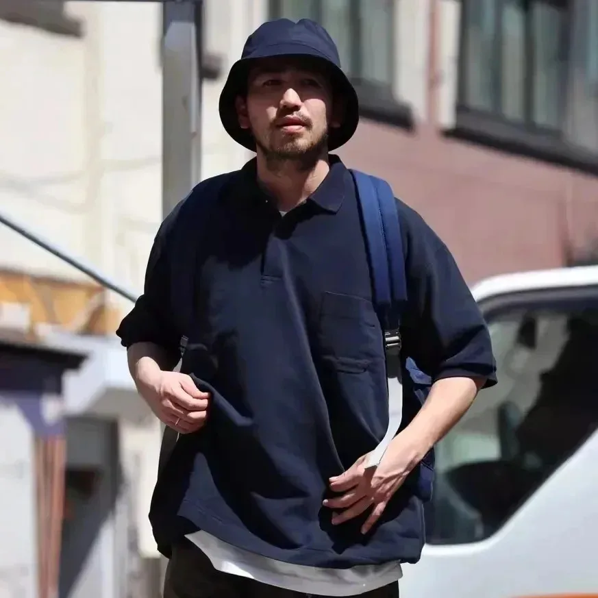 Japanese loose-cut collarless pearl cotton short-sleeved Polo shirt - Nanonika 24SS
Japanese loose-cut collarless pearl cotton short-sleeved Polo shirt - Nanonika 24SS