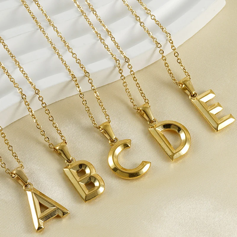 3pcs/bag fashionable new stainless steel 18K Gold Plated A-Z three-dimensional letter Pendant Necklace Simple design for women
3pcs/bag fashionable new stainless steel 18K Gold Plated A-Z three-dimensional letter Pendant Necklace Simple design for women