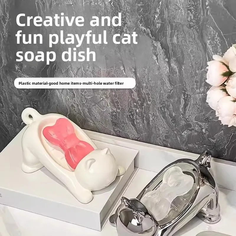 Japanese Style Playful Cat Soap Dish Drain Ceramic-like Bathroom Soap Holder Water Drainage Home Decor Bathroom Products
Japanese Style Playful Cat Soap Dish Drain Ceramic-like Bathroom Soap Holder Water Drainage Home Decor Bathroom Products