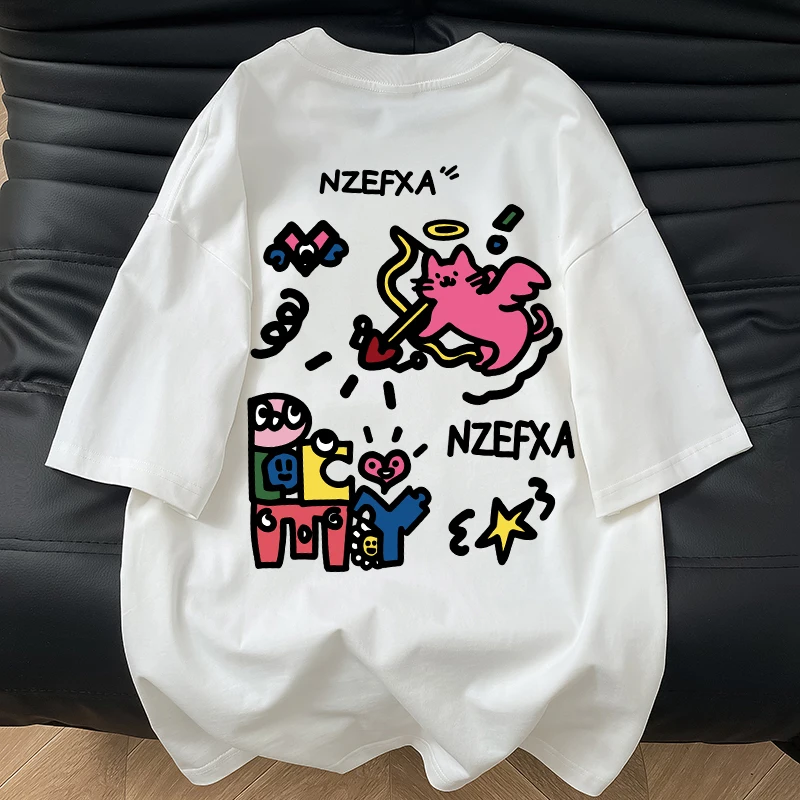 Свободный хлопковый футболка с принтом, летняя повседневная футболка, молодежный модный свитшот с круглым вырезом
Свободный хлопковый футболка с принтом, летняя повседневная футболка, молодежный модный свитшот с круглым вырезом