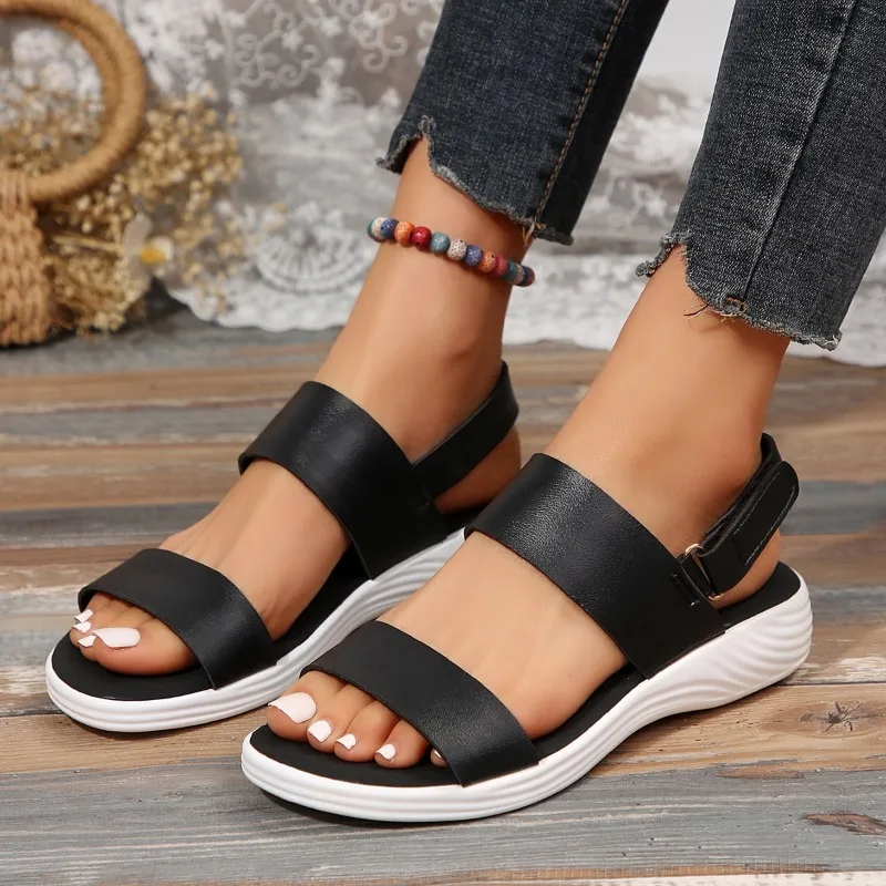 Women's fashion trend anti-slip wear comfortable matching color sole pure black shoelace flat sandals designer sandals
Women's fashion trend anti-slip wear comfortable matching color sole pure black shoelace flat sandals designer sandals