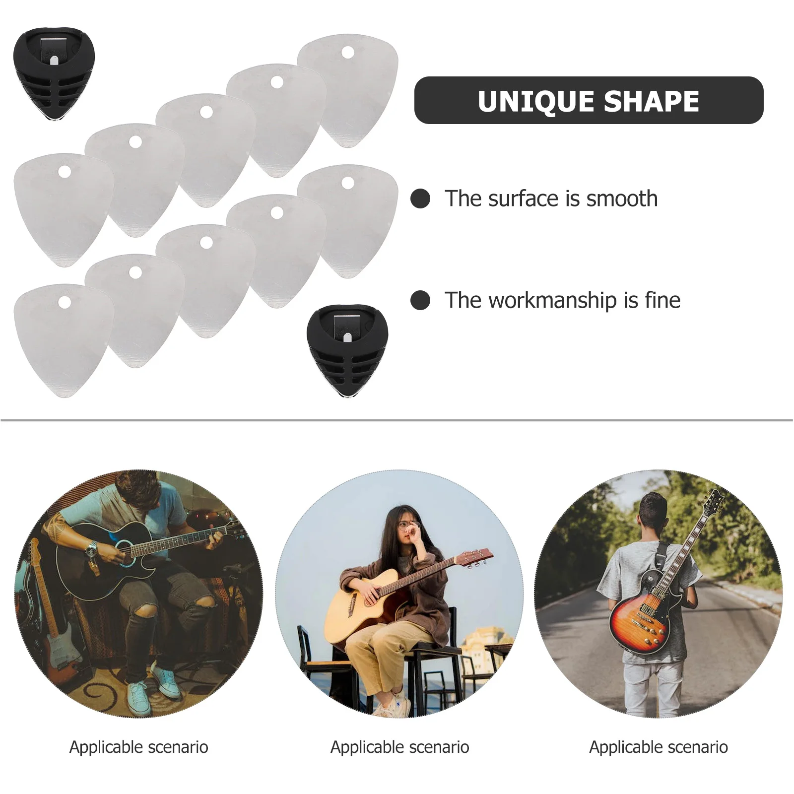 Pick Set Stainless Steel Guitar Metal Picks Plectrums Stringed Instrument with Holder
Pick Set Stainless Steel Guitar Metal Picks Plectrums Stringed Instrument with Holder