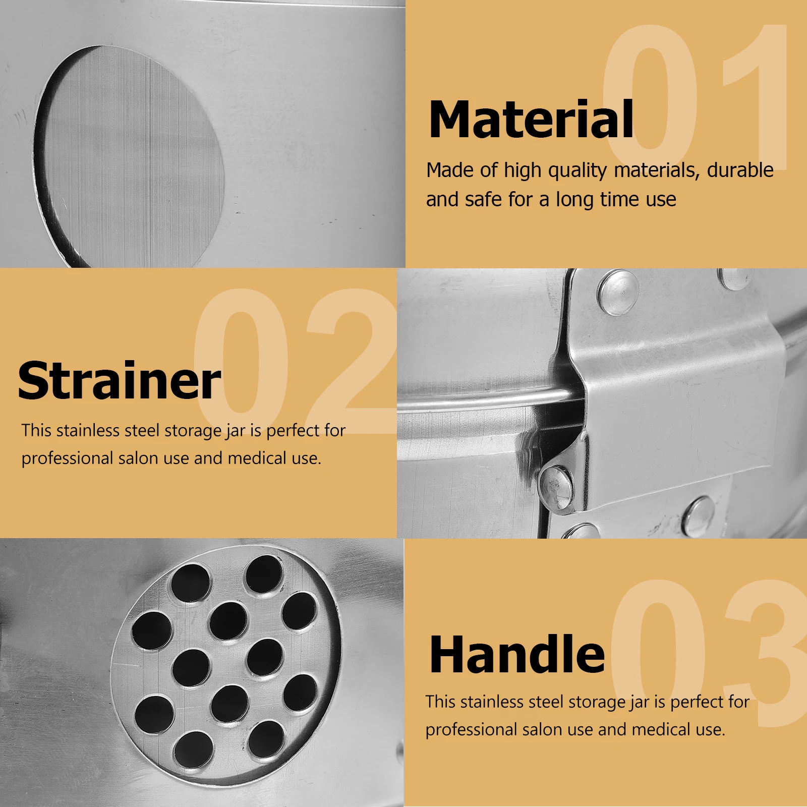 Stainless Steel Jar Anti-rust Storage Container Clinic Silver Cotton Ball Holder Surgical Medical Units 
Stainless Steel Jar Anti-rust Storage Container Clinic Silver Cotton Ball Holder Surgical Medical Units