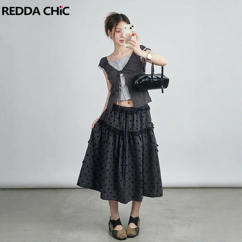 REDDACHiC Polka Dots Women Gray Skirt Y2K Summer Elastic Waist Lace Patchwork Loose Fit Cargo Long Skirt Vintage Acubi Fashion
REDDACHiC Polka Dots Women Gray Skirt Y2K Summer Elastic Waist Lace Patchwork Loose Fit Cargo Long Skirt Vintage Acubi Fashion