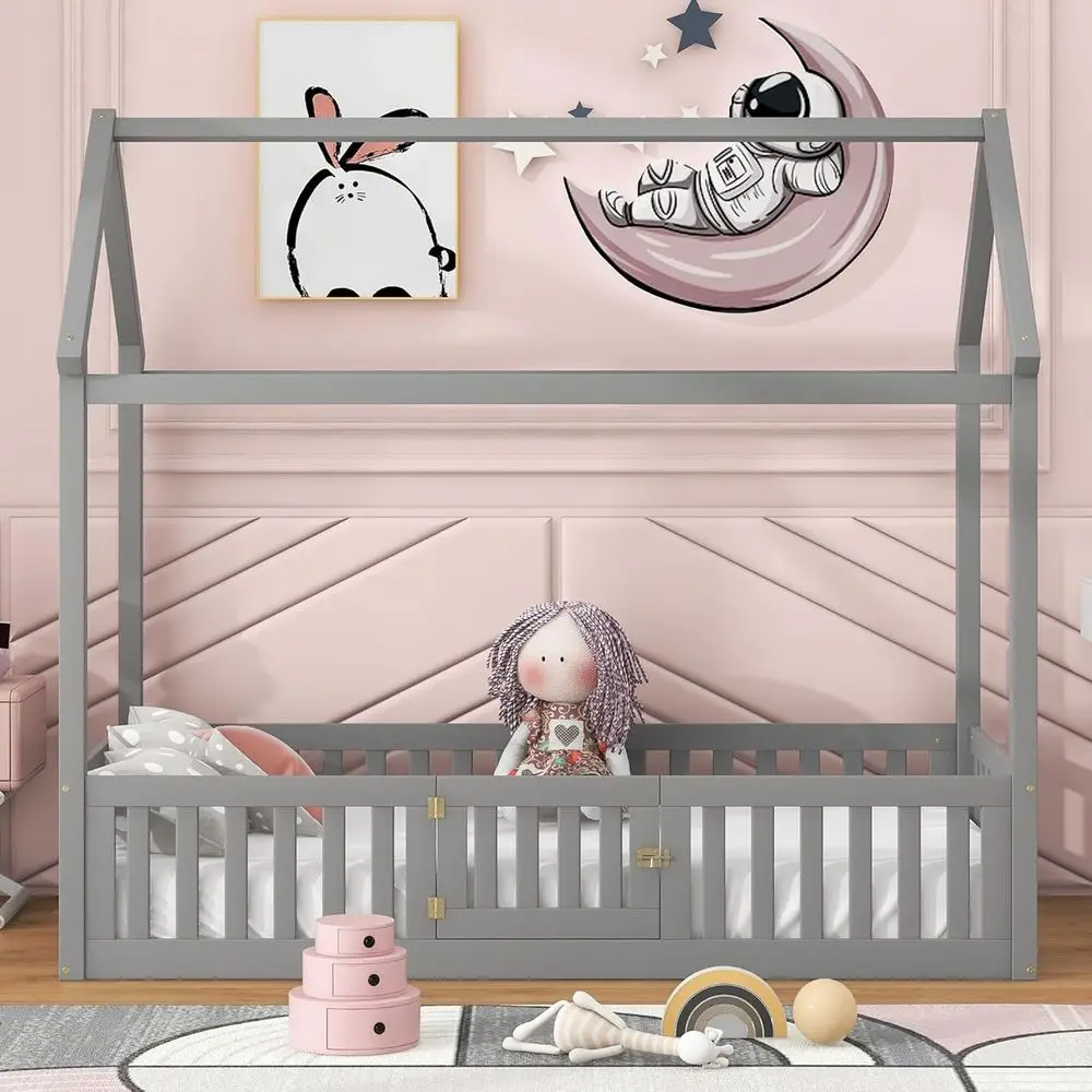 Twin Size Wooden Loft Bed with Safety Rail and Door, Suitable for Boys and Girls, Requires Box Spring, Gray
Twin Size Wooden Loft Bed with Safety Rail and Door, Suitable for Boys and Girls, Requires Box Spring, Gray