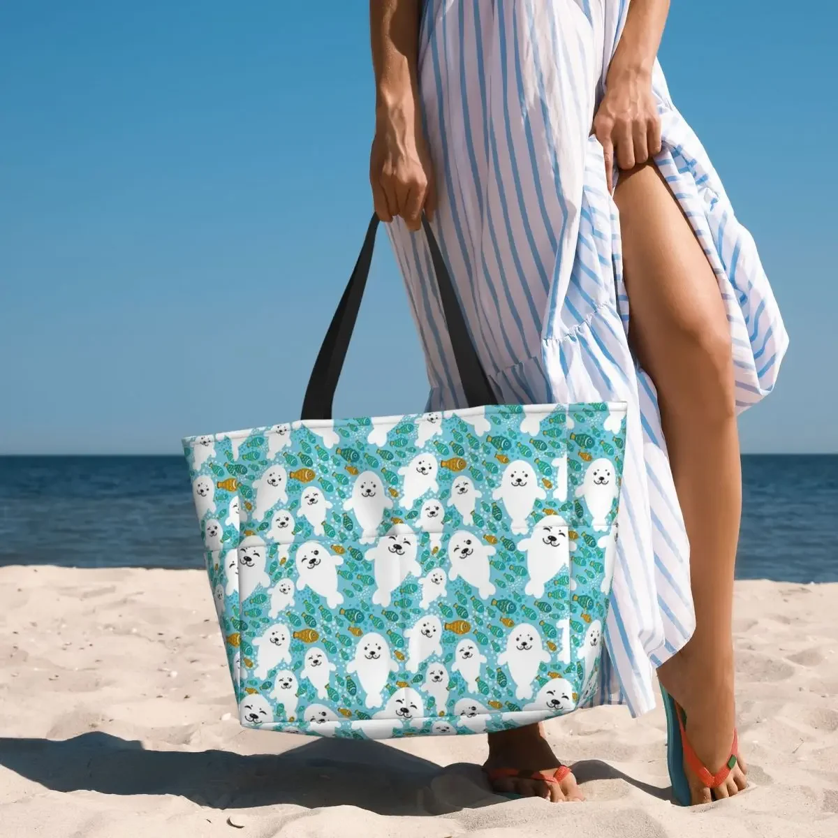 Kawaii Cute Seal And Fish In Water Beach Tote Bag Sport Gym Yoga Duffle Large Tote Bag Women Travel Bag Fitness bag
Kawaii Cute Seal And Fish In Water Beach Tote Bag Sport Gym Yoga Duffle Large Tote Bag Women Travel Bag Fitness bag