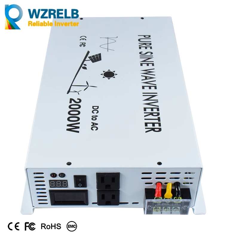 WZRELB 2000W Pure Sine Wave Solar Inverter Car&Home Appliance Off Grid Power Converter 12V 24V 48V DC to 100V 120V 220V 230V AC
WZRELB 2000W Pure Sine Wave Solar Inverter Car&Home Appliance Off Grid Power Converter 12V 24V 48V DC to 100V 120V 220V 230V AC