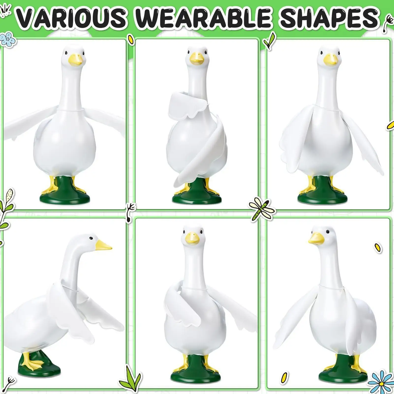 Porch Geese Outfits Poseable White Wings Yard Geese Outfits Decorative Figurine Clothes Seasonal Decoration for Party Yard
Porch Geese Outfits Poseable White Wings Yard Geese Outfits Decorative Figurine Clothes Seasonal Decoration for Party Yard