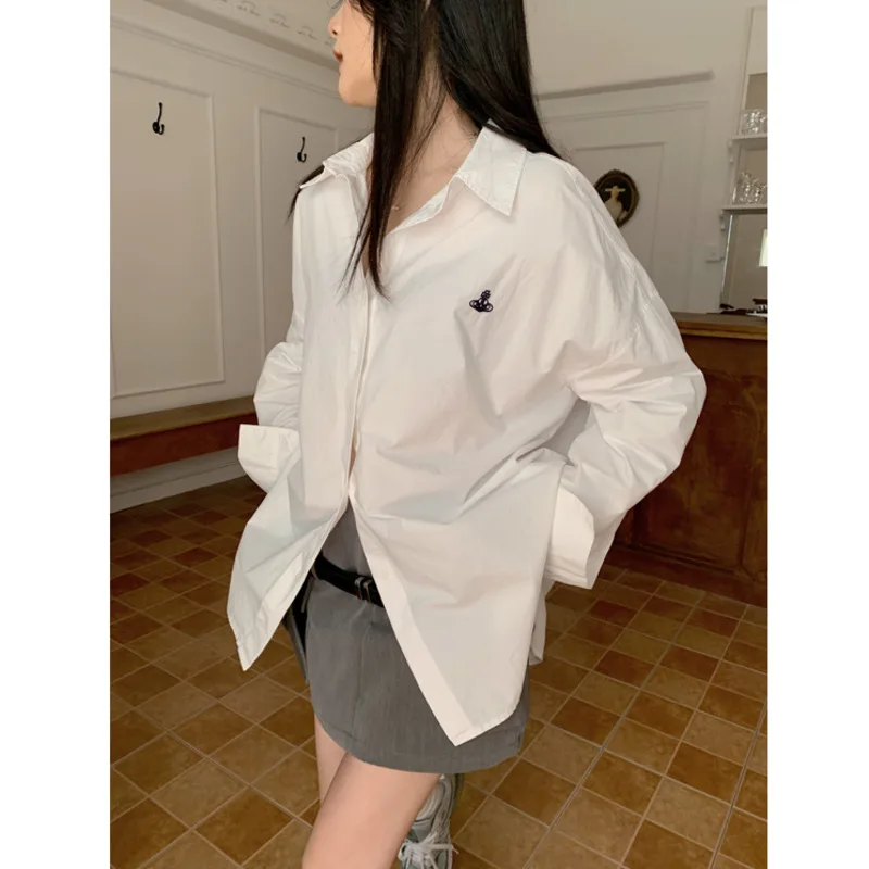 Oversized Korean Minimalist Style Mid-length Shirt Female Fashionable Loose Solid Color Long Sleeve Tops Retro BF Blouses
Oversized Korean Minimalist Style Mid-length Shirt Female Fashionable Loose Solid Color Long Sleeve Tops Retro BF Blouses