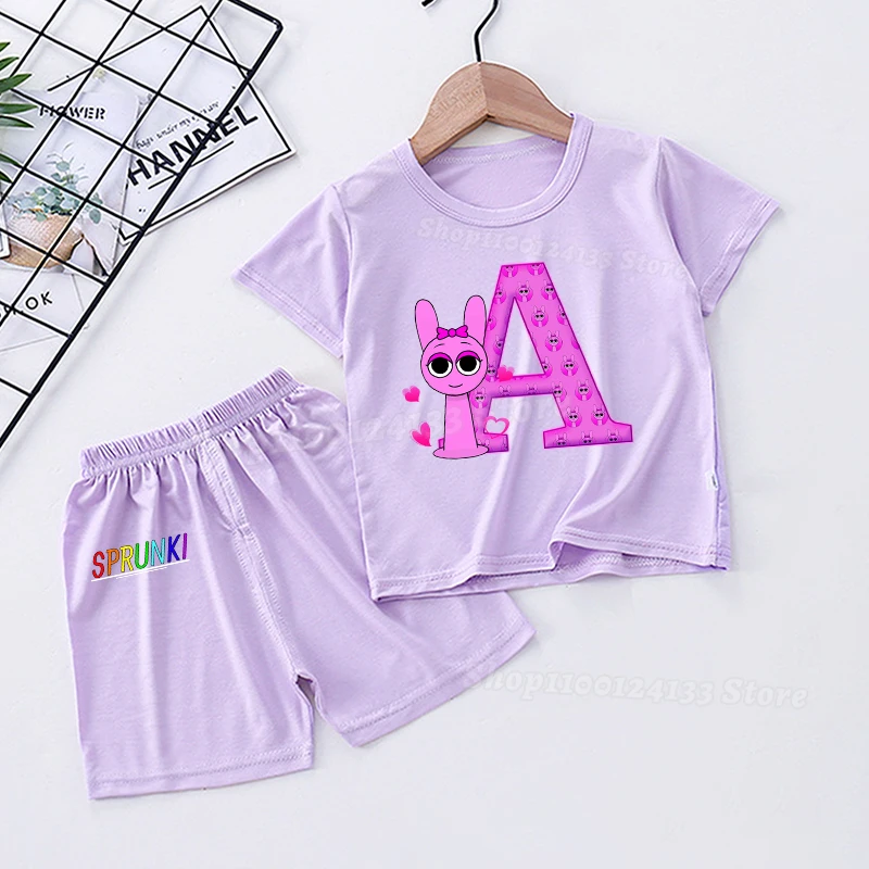 Cute Sprunkis Girl Baby Purple Pajamas Set Pinki Letter A-Z Anime Game Print Sleepwear Kids Thin Short Sleeve Tops Shorts Pajama
Cute Sprunkis Girl Baby Purple Pajamas Set Pinki Letter A-Z Anime Game Print Sleepwear Kids Thin Short Sleeve Tops Shorts Pajama