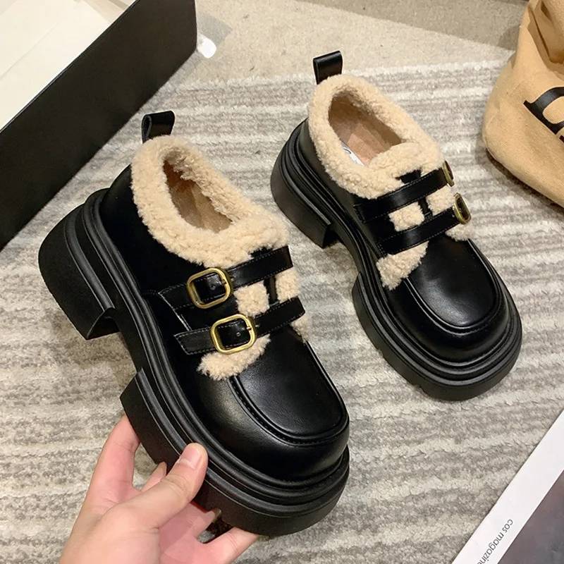 Winter British Style Brown Small Leather Shoes for Female New Japanese Vintage Plush Warm Cotton Shoes Women Mary Jane Shoes
Winter British Style Brown Small Leather Shoes for Female New Japanese Vintage Plush Warm Cotton Shoes Women Mary Jane Shoes