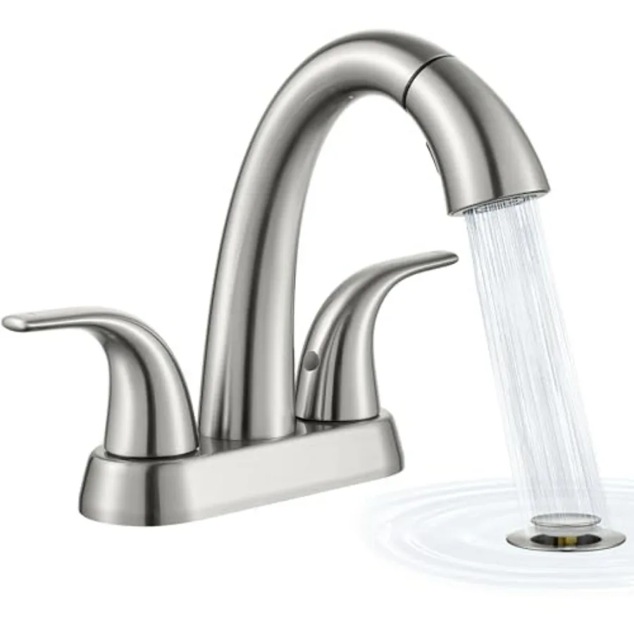 Bathroom sink faucet for modern washbasin use brushed nickel finish two-handle centerset design with 4-inch spacing includes po
Bathroom sink faucet for modern washbasin use brushed nickel finish two-handle centerset design with 4-inch spacing includes po