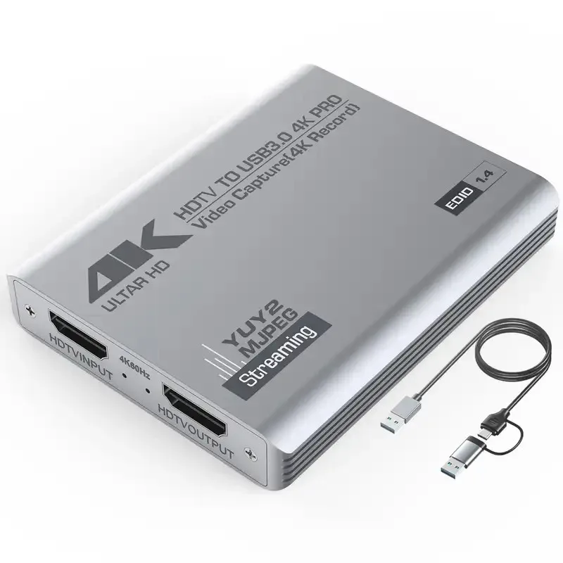Карта видеозахвата USB 3.0 4K HDTV с цилиндрическим выходом 1080P 60FPS для PS5, коммутатора, Xbox, камеры, ПК, OBS 
Карта видеозахвата USB 3.0 4K HDTV с цилиндрическим выходом 1080P 60FPS для PS5, коммутатора, Xbox, камеры, ПК, OBS