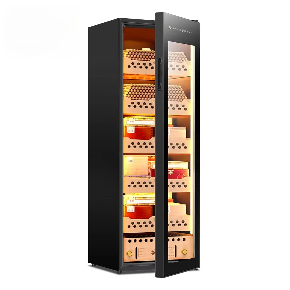 Intelligent constant temperature and humidity cigar cabinet, cedar wood frame air-cooled compressor cigar cabinet
Intelligent constant temperature and humidity cigar cabinet, cedar wood frame air-cooled compressor cigar cabinet