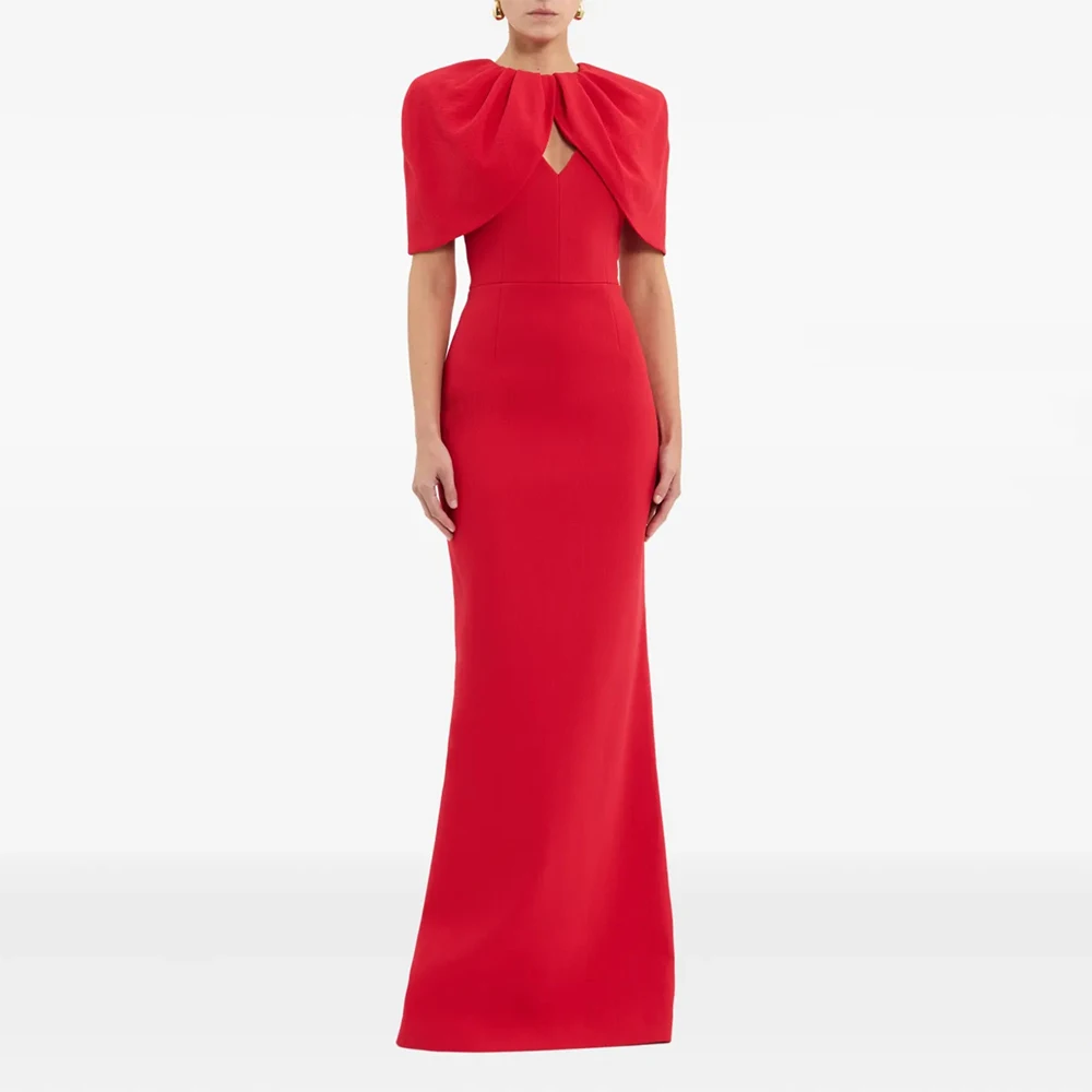 Modern Red Evening Gown For Wedding Mermaid Formal Party Dress V Neck Sleeveless Saudi Dress Floor Length Prom Dress With Shawl
Modern Red Evening Gown For Wedding Mermaid Formal Party Dress V Neck Sleeveless Saudi Dress Floor Length Prom Dress With Shawl