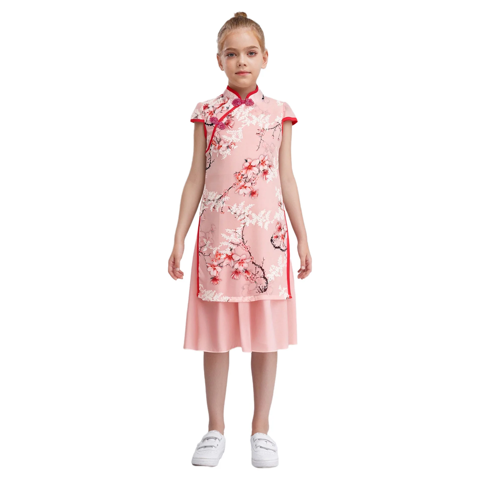 Kids Girls Floral Print Embroidery Cheongsam Mandarin Sleeves Knot Button Sides Split Dress Chinese Traditional Costume
Kids Girls Floral Print Embroidery Cheongsam Mandarin Sleeves Knot Button Sides Split Dress Chinese Traditional Costume