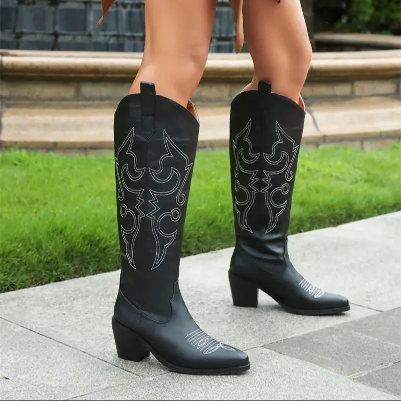 IPPEUM Western Black Boots Knee High Chunky Heel Embroider Shoes Free Shipping Size 43 Botas Cowboy Mujer
IPPEUM Western Black Boots Knee High Chunky Heel Embroider Shoes Free Shipping Size 43 Botas Cowboy Mujer