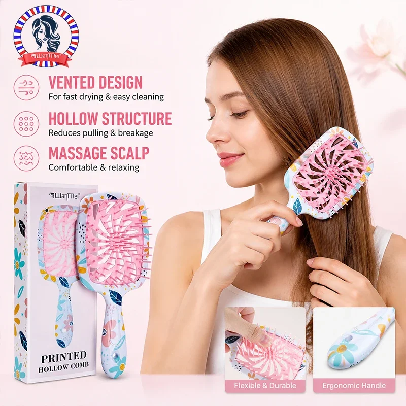 Vented Hollow Detangling Hairbrush Scalp Massage Comb Printed Pattern Wet Dry Use Gift Box
Vented Hollow Detangling Hairbrush Scalp Massage Comb Printed Pattern Wet Dry Use Gift Box