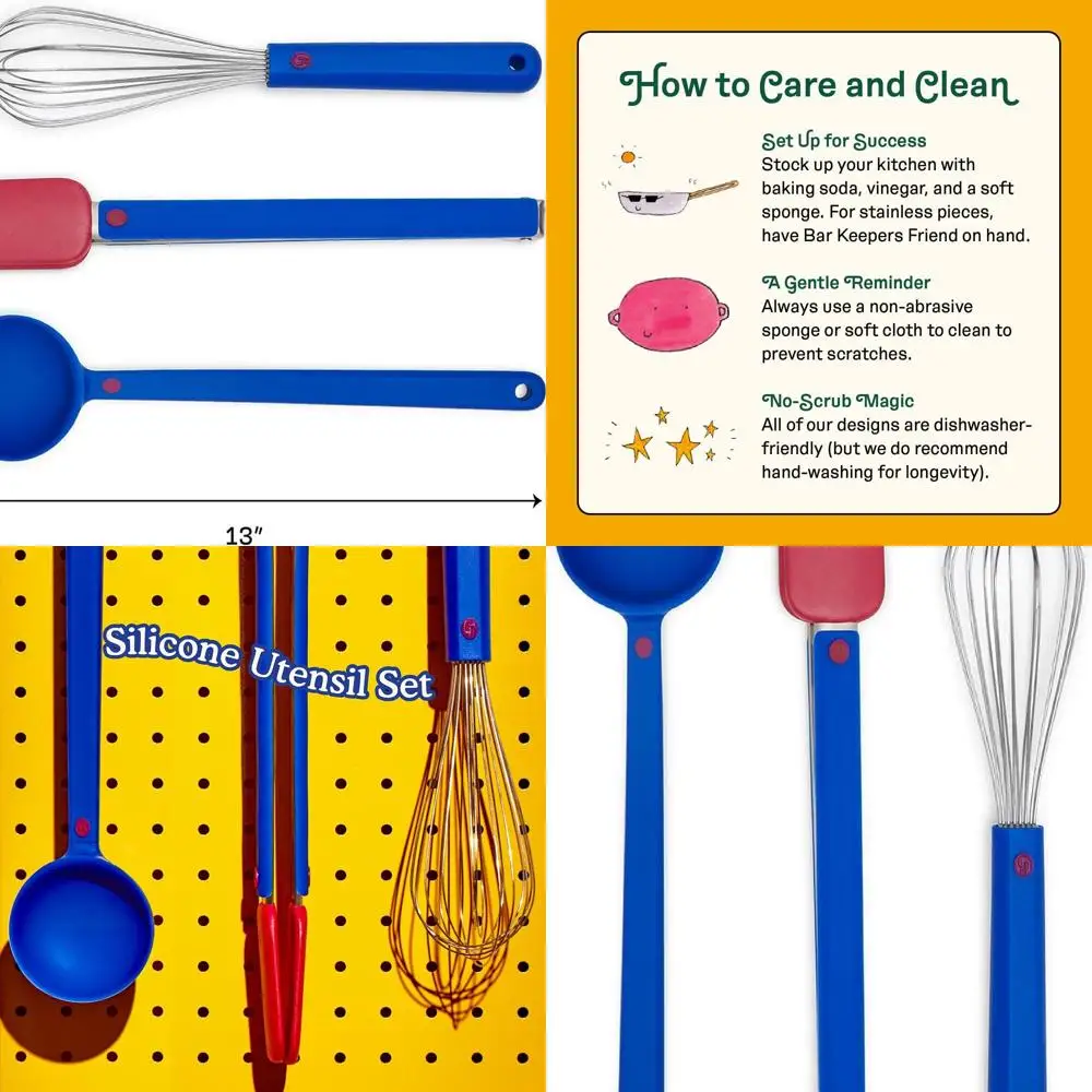 Large 3-Piece Kitchen Utensil Set: Whisk, Tongs, Spoon - BPA-Free, Heat-Resistant, Ergonomic, Dishwasher Safe in Blueberry
Large 3-Piece Kitchen Utensil Set: Whisk, Tongs, Spoon - BPA-Free, Heat-Resistant, Ergonomic, Dishwasher Safe in Blueberry