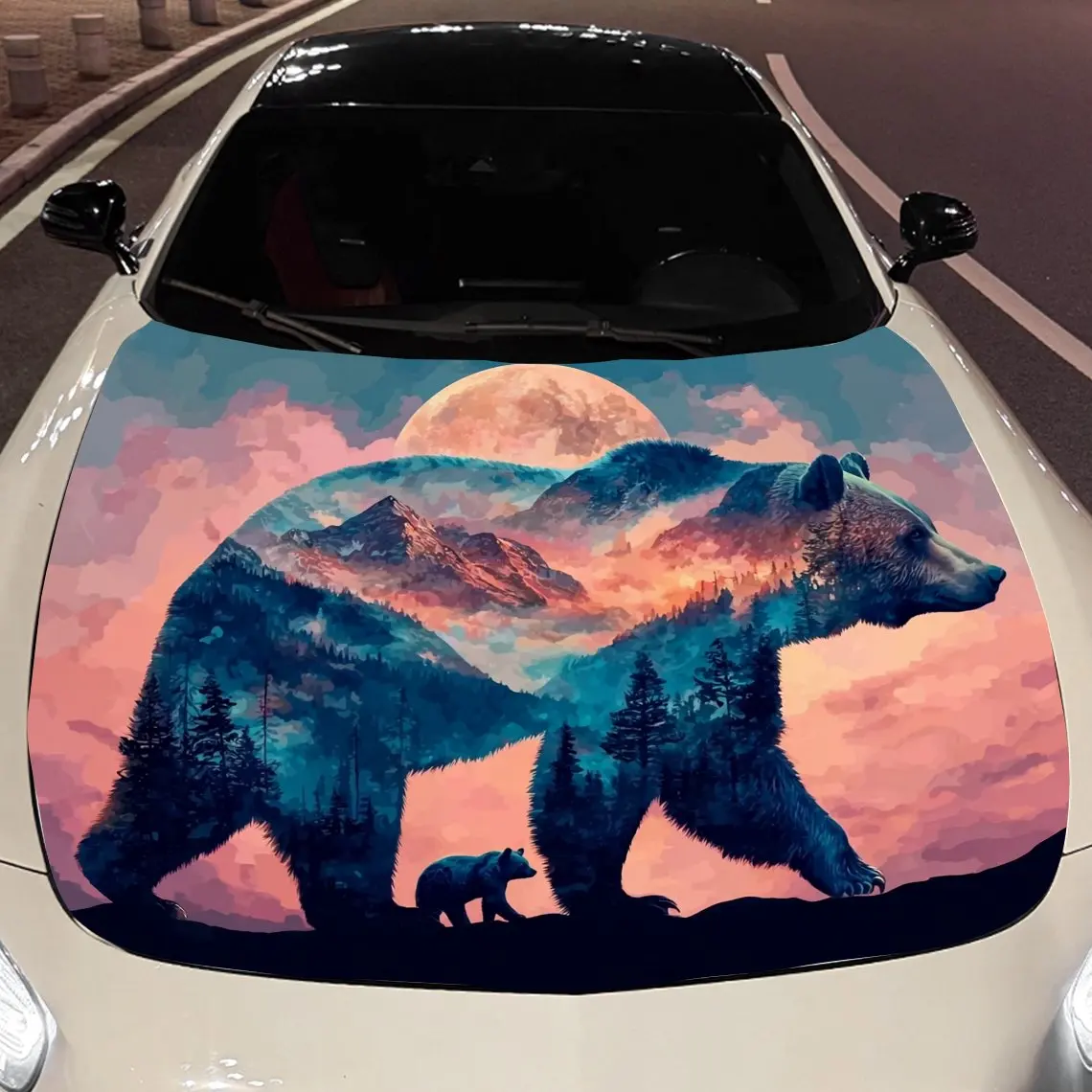 The bear amidst the layered mountains Car hood packaging sticker, PVC material, self-adhesive waterproof, anti-slip paint, car e
The bear amidst the layered mountains Car hood packaging sticker, PVC material, self-adhesive waterproof, anti-slip paint, car e