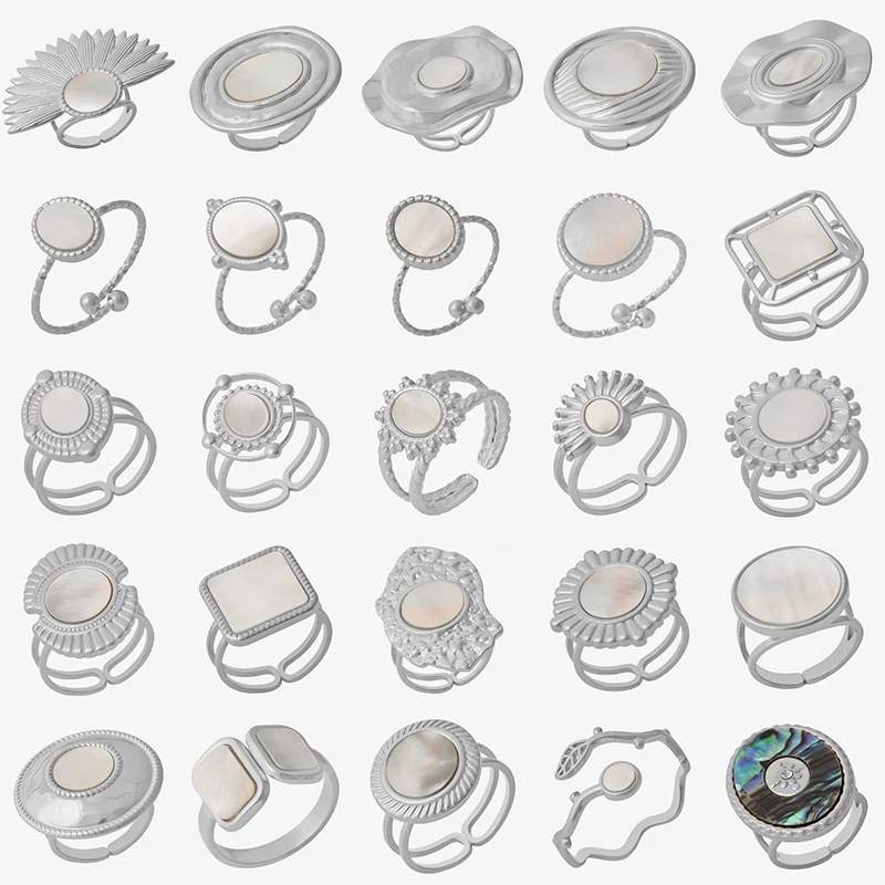 Exquisite White Shell Ring Silver Color Finger Jewelry Stainless Steel Rings For Women Men Accessories Beach Anillos Mujer Gift
Exquisite White Shell Ring Silver Color Finger Jewelry Stainless Steel Rings For Women Men Accessories Beach Anillos Mujer Gift