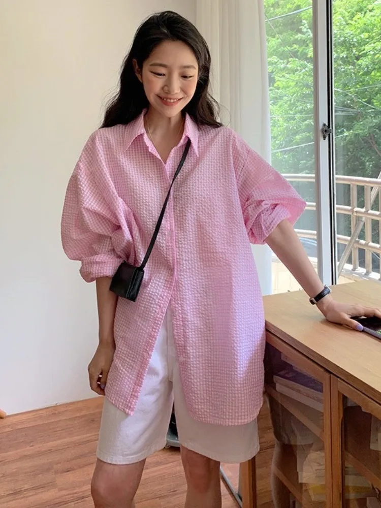 Шикарный ленивый длинный пузырь с хлопковой текстурой и отложным воротником на одной пуговице, свободный солнцезащитный женский воротник средней длины 
Шикарный ленивый длинный пузырь с хлопковой текстурой и отложным воротником на одной пуговице, свободный солнцезащитный женский воротник средней длины