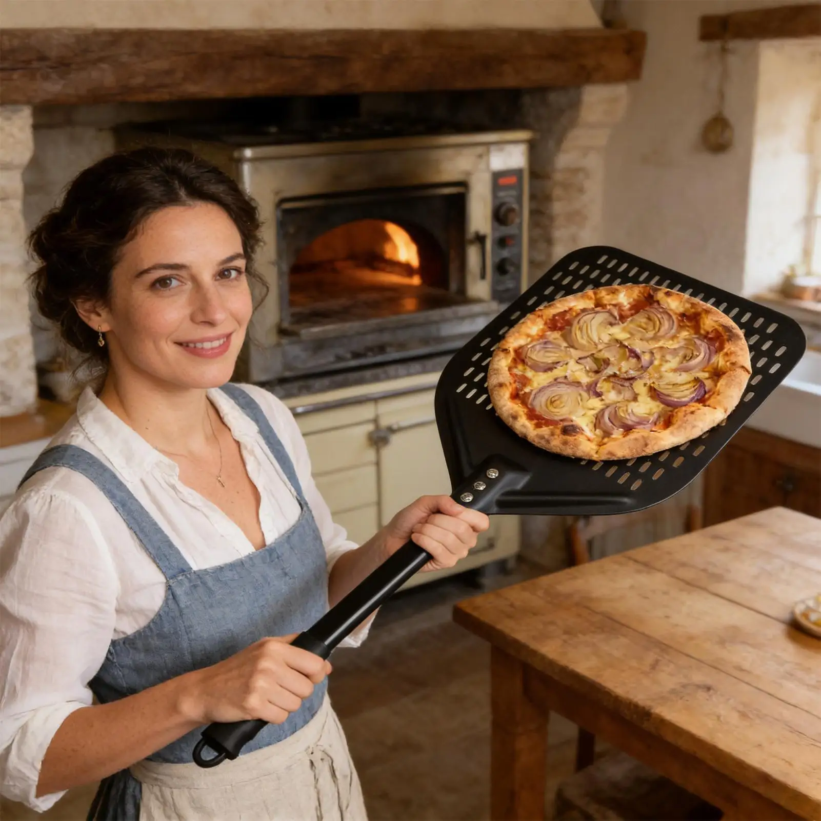 Алюминиевая лопатка для пиццы и хлеба, легкая, прочная, для переворачивания пиццы в печи, кухонный инструмент для выпечки пиццы, лопатка-шпатель
Алюминиевая лопатка для пиццы и хлеба, легкая, прочная, для переворачивания пиццы в печи, кухонный инструмент для выпечки пиццы, лопатка-шпатель