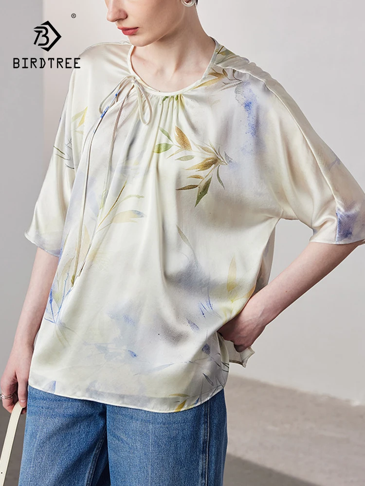 BirdTree-16MM 90%Silk 10%Spandex Elegant T-Shirt, Batwing Sleeve Print, Women Commute Loose Satin Tee, 2026 Summer New T64593CC
BirdTree-16MM 90%Silk 10%Spandex Elegant T-Shirt, Batwing Sleeve Print, Women Commute Loose Satin Tee, 2026 Summer New T64593CC