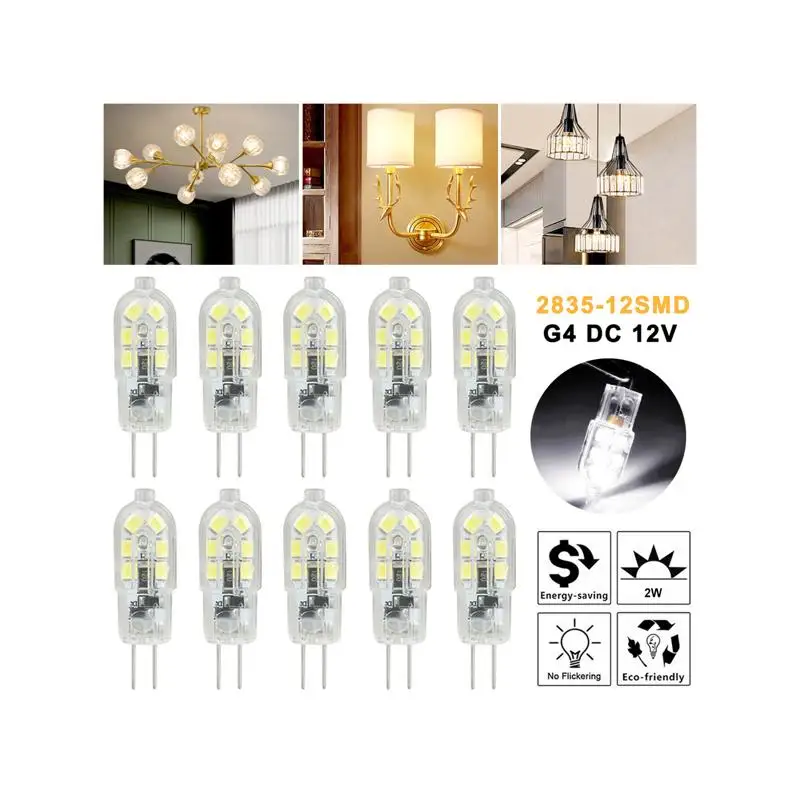 10 шт. G4 12SMD светодиодные лампы постоянного тока 12 В с регулируемой яркостью, холодные белые сменные лампы
10 шт. G4 12SMD светодиодные лампы постоянного тока 12 В с регулируемой яркостью, холодные белые сменные лампы