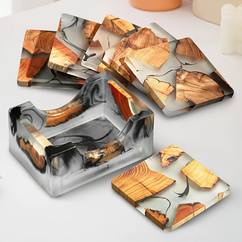 Wood Resin Coasters with Holder Set, Coffee Coasters, Unique Drink Coasters for Coffee Table Home Decoration Wooden Tea Coaster
Wood Resin Coasters with Holder Set, Coffee Coasters, Unique Drink Coasters for Coffee Table Home Decoration Wooden Tea Coaster