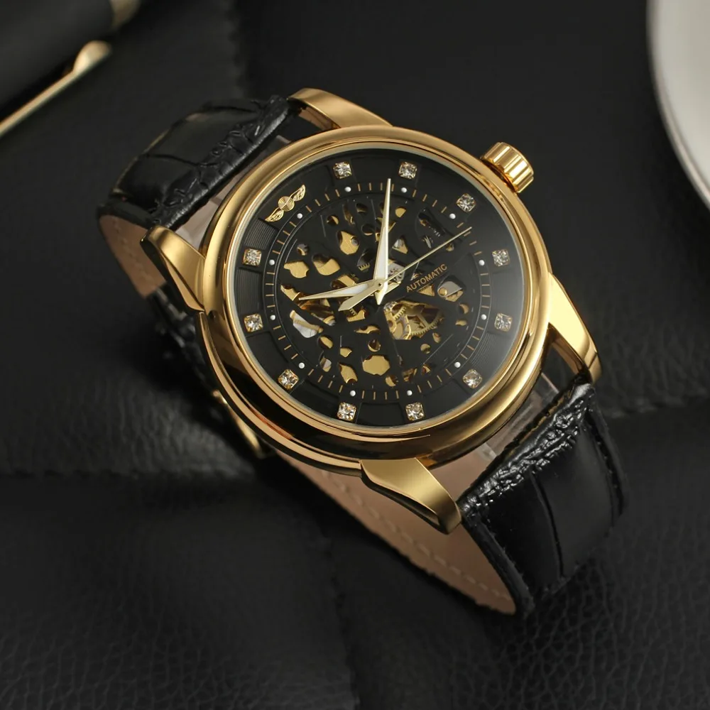 Royal Diamond Design Black Gold Watch Montre Homme Mens Watches Relogio Male Skeleton Automatic Self Wind Mechanical Watch New
Royal Diamond Design Black Gold Watch Montre Homme Mens Watches Relogio Male Skeleton Automatic Self Wind Mechanical Watch New