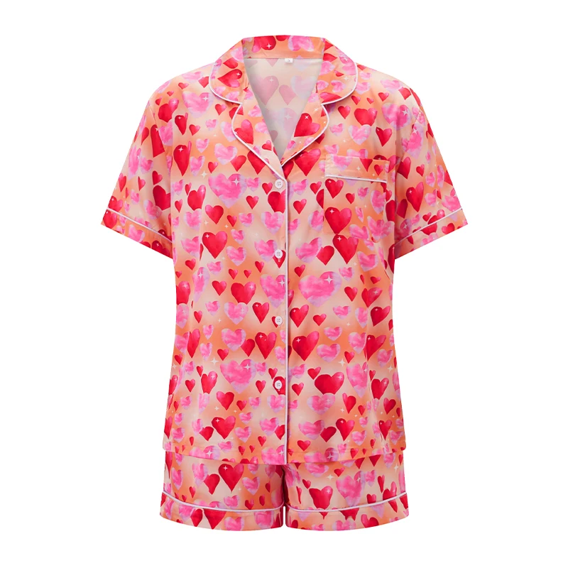 Women Valentine's Day Pajamas Lounge Set Heart Print Short Sleeve Tops and Shorts 2 Piece Loungewear Outfits
Women Valentine's Day Pajamas Lounge Set Heart Print Short Sleeve Tops and Shorts 2 Piece Loungewear Outfits