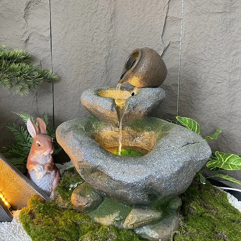 Rockery pottery pot flowing water fish pond ornament circulating water entrance corner decoration
Rockery pottery pot flowing water fish pond ornament circulating water entrance corner decoration
