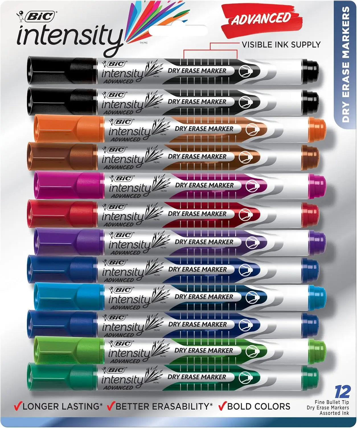 Dry Erase Markers, Bullet Tip, Assorted Colors, 12-Pack for Whiteboards, Teachers & Office
Dry Erase Markers, Bullet Tip, Assorted Colors, 12-Pack for Whiteboards, Teachers & Office