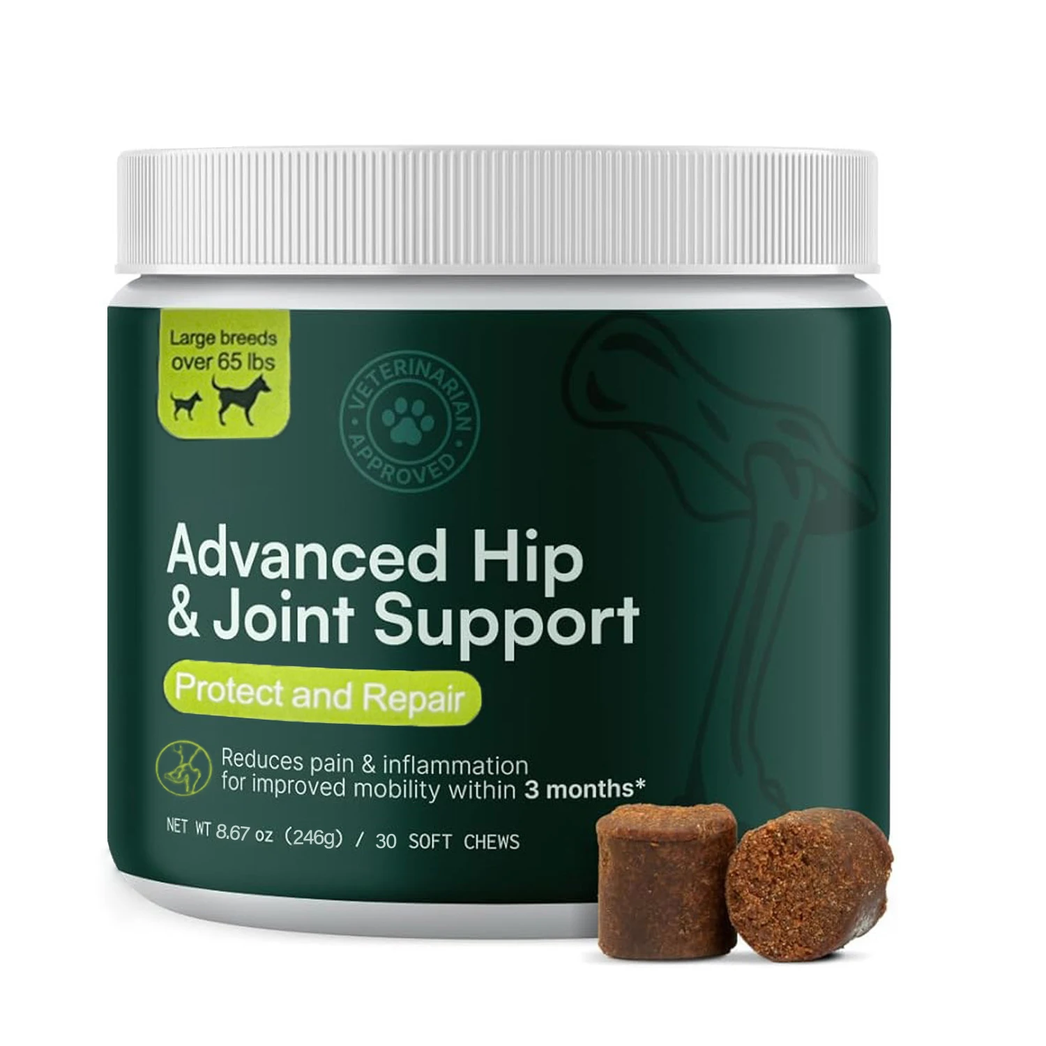 Advanced Hip & Joint Support (30 Chews), Hip and Joint Supplement - Skin & Coat Health, Cartilage & Mobility Support
Advanced Hip & Joint Support (30 Chews), Hip and Joint Supplement - Skin & Coat Health, Cartilage & Mobility Support