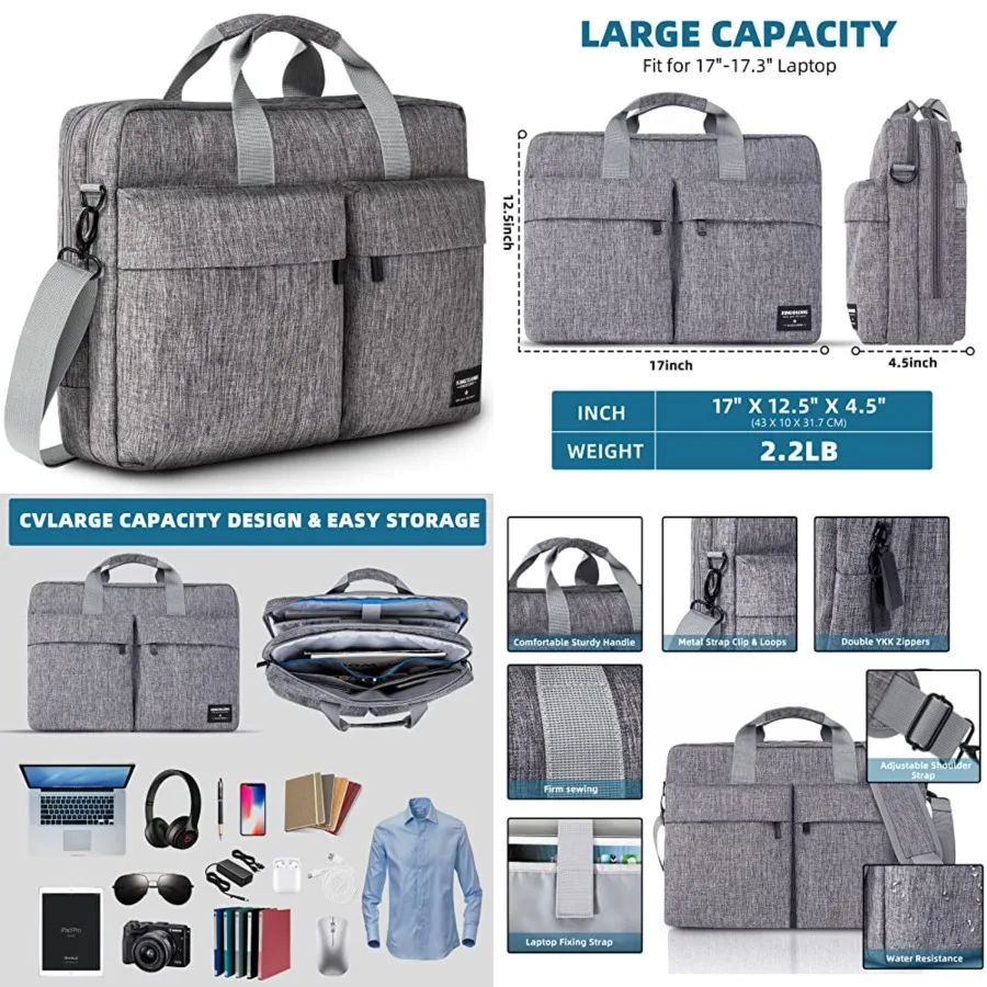 KINGSLONG 17.3 inch Laptop Briefcase Bag, Laptop Shoulder Bag for Men Women, Water Resistant Business Crossbody Bag with Should
KINGSLONG 17.3 inch Laptop Briefcase Bag, Laptop Shoulder Bag for Men Women, Water Resistant Business Crossbody Bag with Should