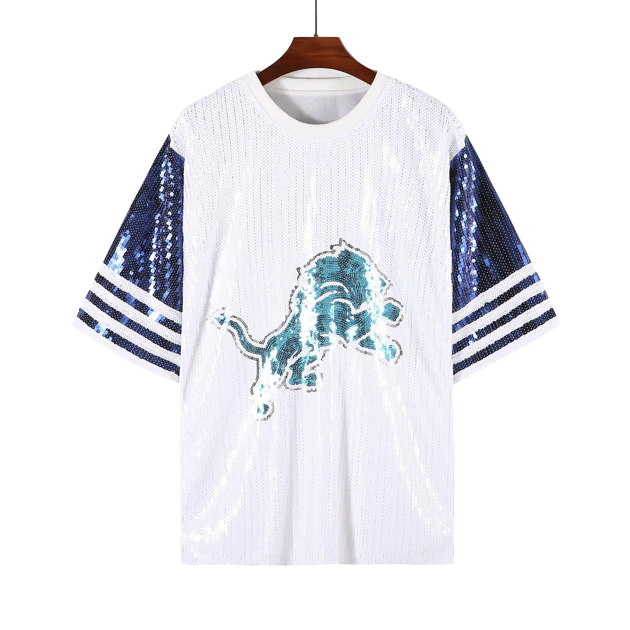 2024 Spring Summer New Fashion Sequin Women Short Sleeved Top Simple Round Neck Female Letter T-shirt
2024 Spring Summer New Fashion Sequin Women Short Sleeved Top Simple Round Neck Female Letter T-shirt