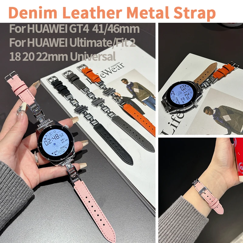 22mm 20mm Stainless Steel Diamond Strap for Samsung Galaxy Watch 4 Band Denim Leather Bracelet for Huawei Watch Fit 2 GT4 Wrist
22mm 20mm Stainless Steel Diamond Strap for Samsung Galaxy Watch 4 Band Denim Leather Bracelet for Huawei Watch Fit 2 GT4 Wrist