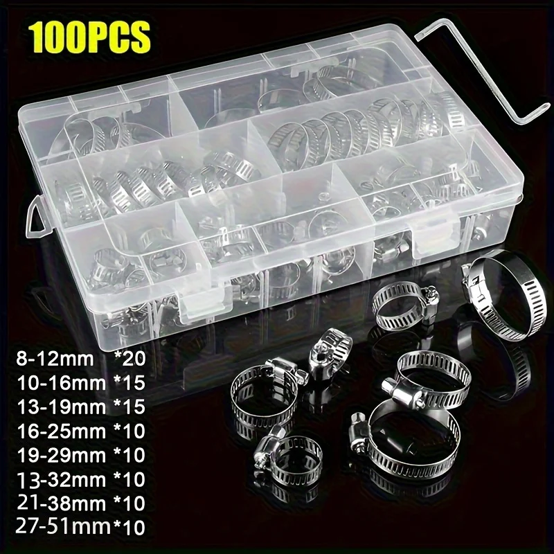 100 электрических регулируемых хомутов из нержавеющей стали с крепежом, 8-44 мм, подходят для автомобилей, сантехники и промышленного применения
100 электрических регулируемых хомутов из нержавеющей стали с крепежом, 8-44 мм, подходят для автомобилей, сантехники и промышленного применения