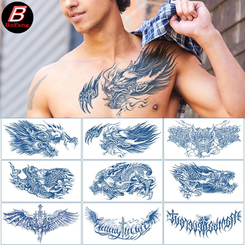 Chest Herbal Juice Tattoo Sticker Waterproof Temporary Tattoos Body Art Lasting 15Days Letters Sexy Fake Tattoos for Men Women
Chest Herbal Juice Tattoo Sticker Waterproof Temporary Tattoos Body Art Lasting 15Days Letters Sexy Fake Tattoos for Men Women