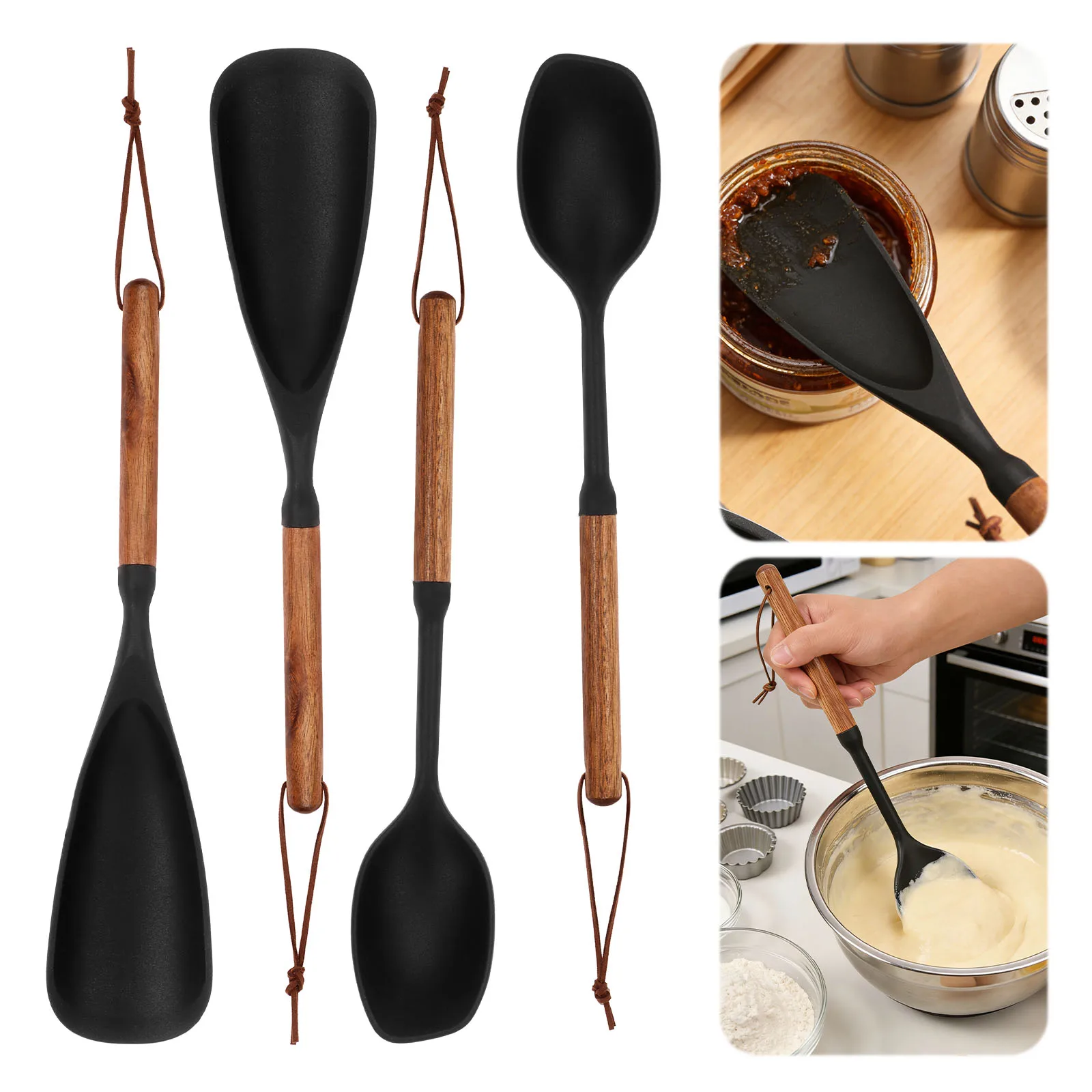 Silicone Spatula Spoon Set Kitchen Cooking Utensils with Wood Handle Multi-purpose Cooking Spatula Spoon for Nonstick Cookwares
Silicone Spatula Spoon Set Kitchen Cooking Utensils with Wood Handle Multi-purpose Cooking Spatula Spoon for Nonstick Cookwares