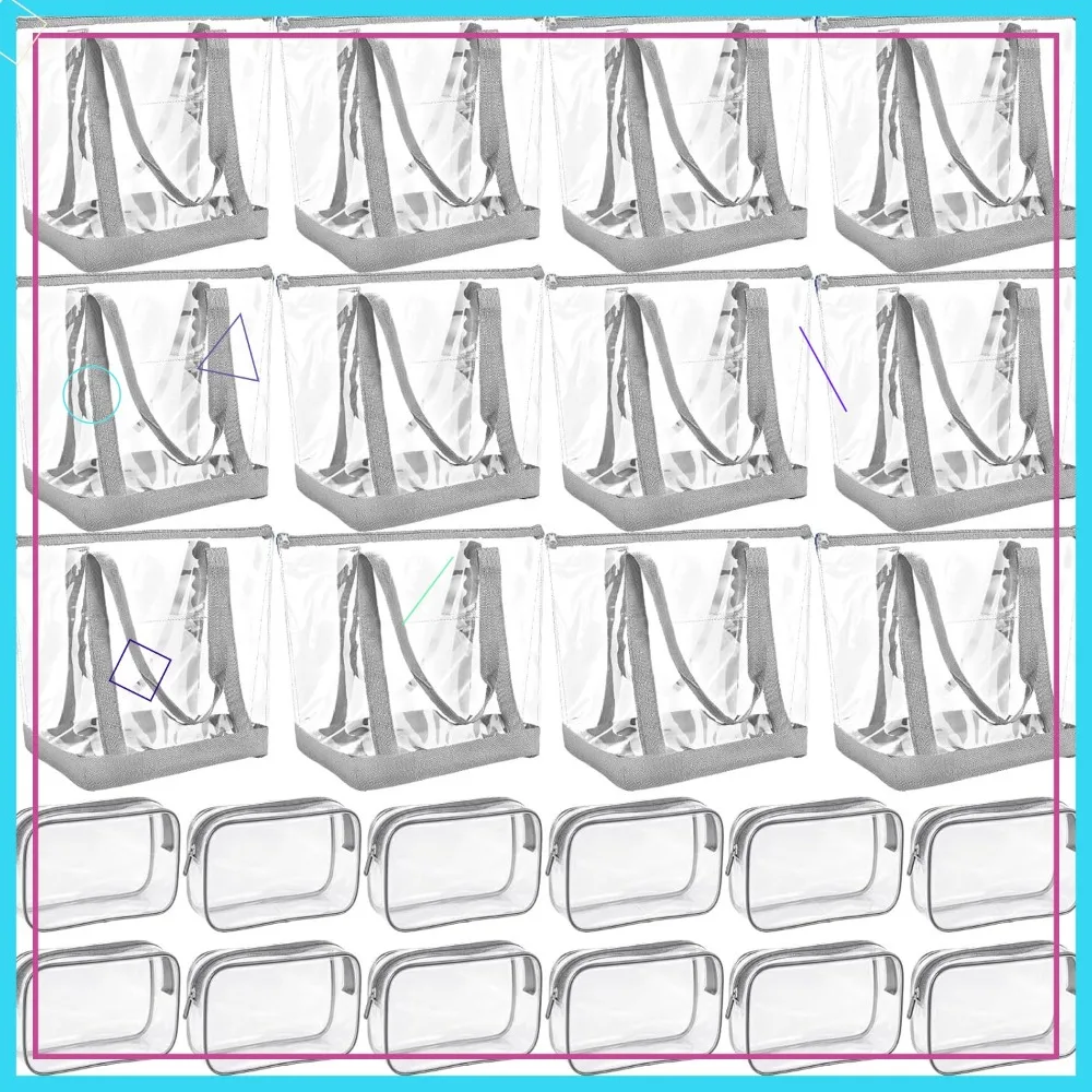 24 Clear Tote Bags with Makeup Bags, 16x13x5.5 Beach Totes Waterproof for Women Team Travel Stadium
24 Clear Tote Bags with Makeup Bags, 16x13x5.5 Beach Totes Waterproof for Women Team Travel Stadium