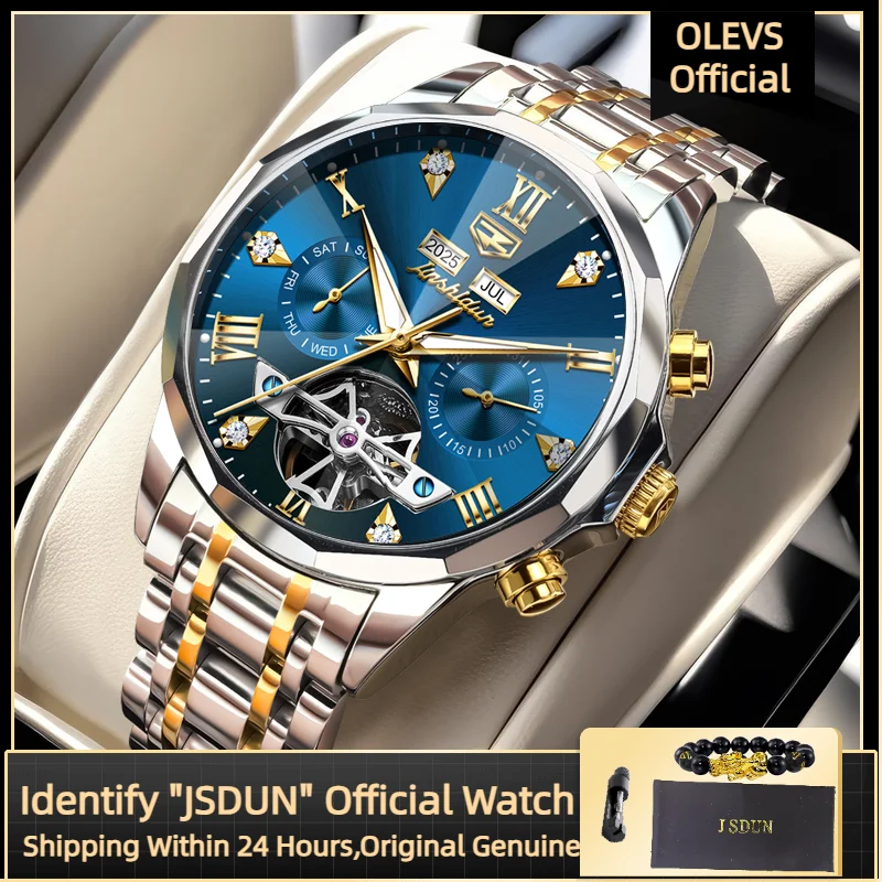 JSDUN TOP Brand Watch Men High end Mechanical Watches Skeleton Stainless steel Multi functional Moon Phase Wristwatches
JSDUN TOP Brand Watch Men High end Mechanical Watches Skeleton Stainless steel Multi functional Moon Phase Wristwatches