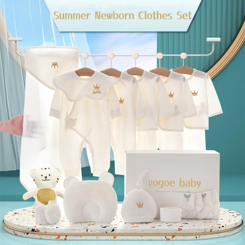 15/18/20pcs Summer Newborn Baby Clothes Set 100% Pure Cotton Baby Clothes Crown Pattern Clothes For 0-6M Baby Without Box
15/18/20pcs Summer Newborn Baby Clothes Set 100% Pure Cotton Baby Clothes Crown Pattern Clothes For 0-6M Baby Without Box