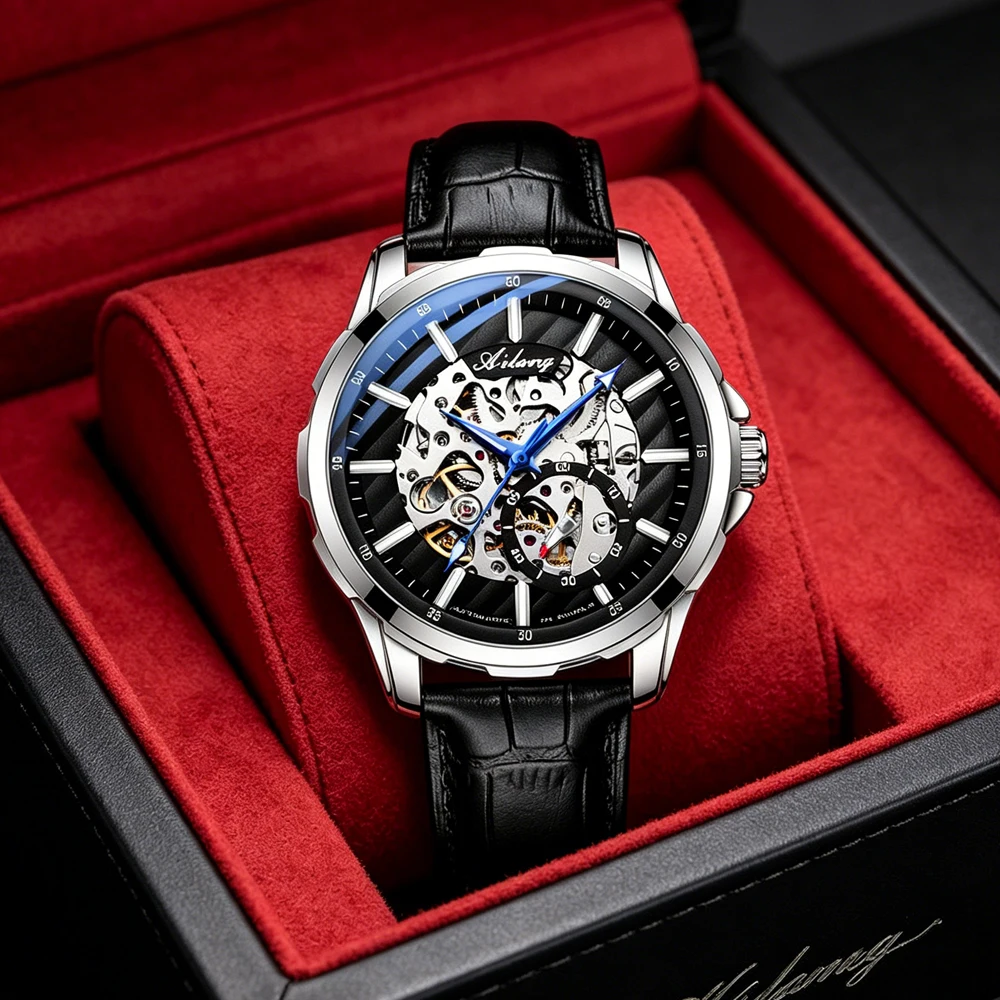 AILANG New Fashion Skeleton Mechanical Watch for Men Leather Waterproof Mens Watches Top Brand Luxury Hollow Wristwatch Male
AILANG New Fashion Skeleton Mechanical Watch for Men Leather Waterproof Mens Watches Top Brand Luxury Hollow Wristwatch Male